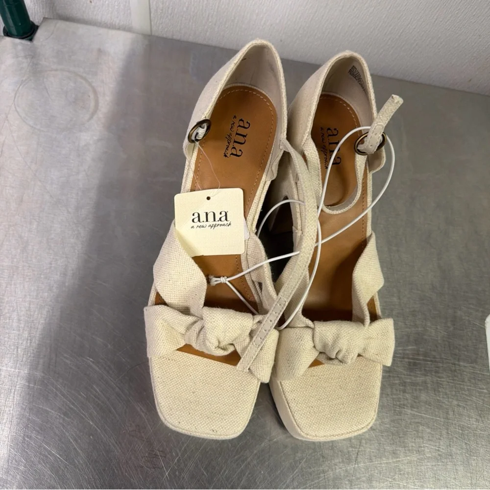 a.n.a Womens Holland Heeled Platform Sandals Natural Open Toe Size 9 - Picture 3 of 5